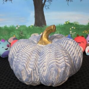 Blue and Gold Decorative Pumpkin